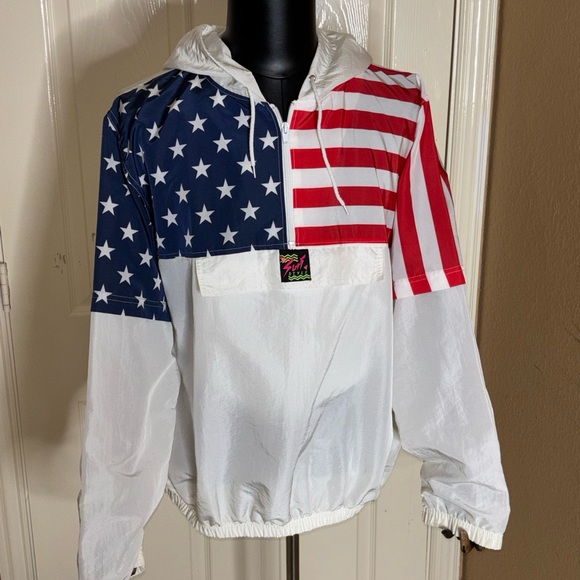 surf style Other - Vintage Surf Style Windbreaker Jacket OSFA Surfer Retro 80s USA Flag Fast Ship